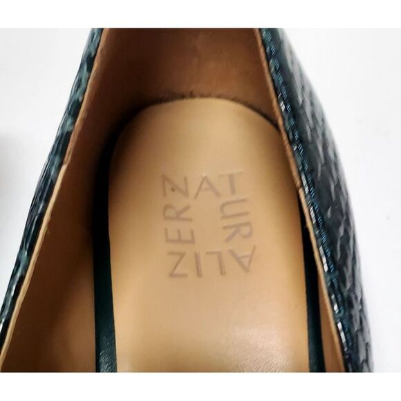 Naturalizer Pascal Shoes 8M Green Snakeskin Embossed Round Toe Buckle Bit Heels - Picture 13 of 16